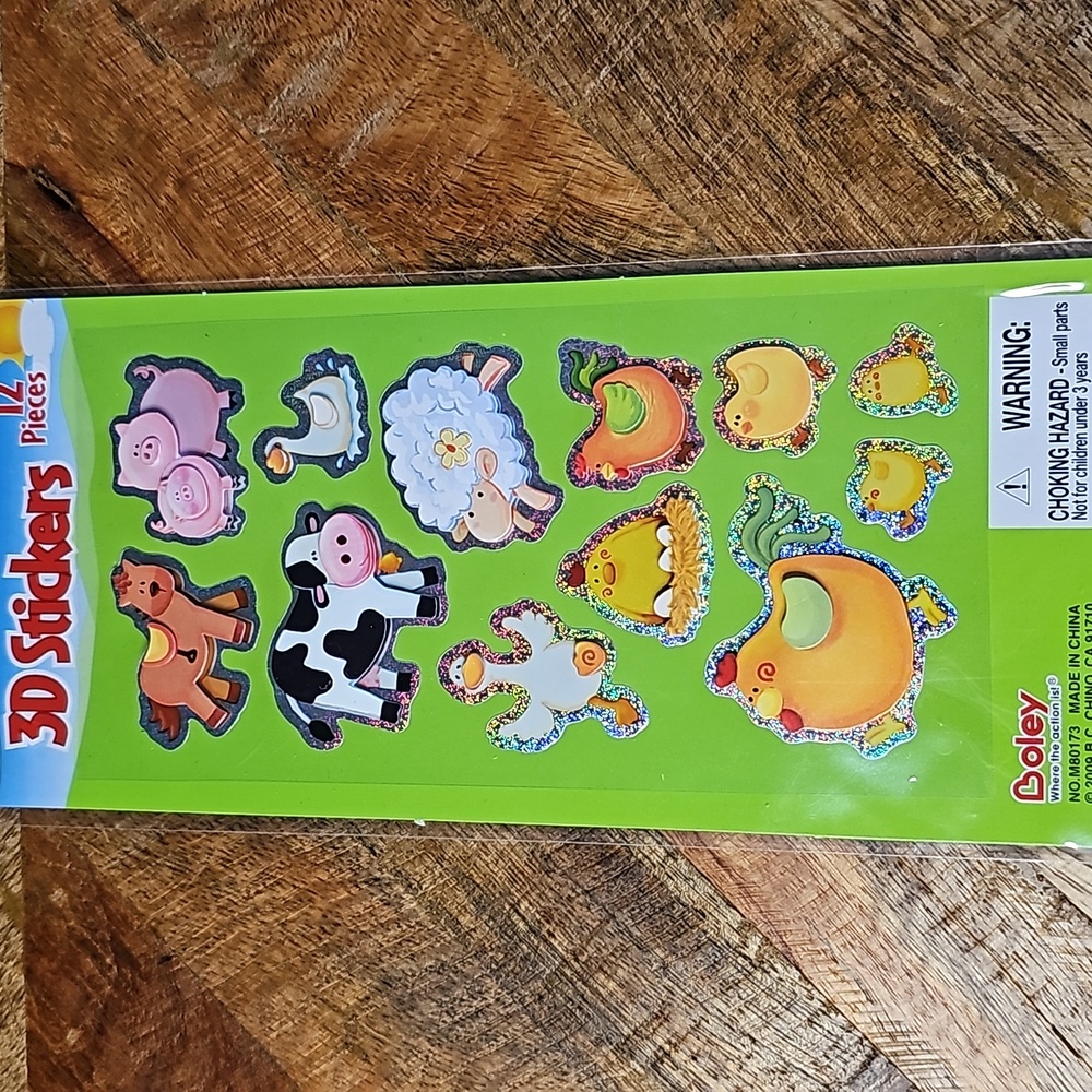 3D farm animal stickers sheet sealed